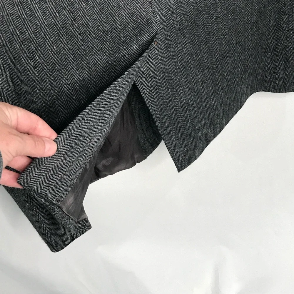 Ralph Lauren Mens Blazer 44R 100%‎ Wool Charcoal Gray Herringbone Macy's Store